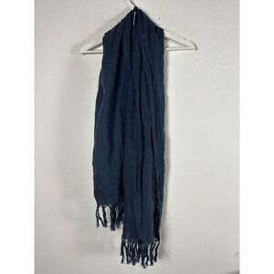 Stacy Lynn Handmade Navy Linen Tassel Scarf 62" X 25" Lightweight Stylish New